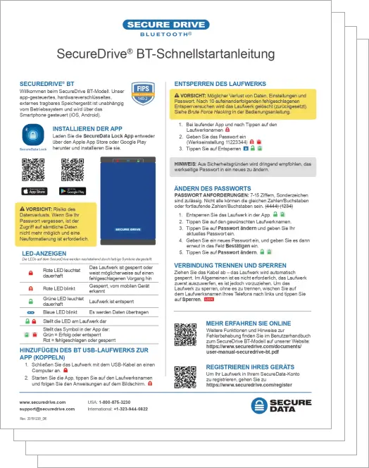 SecureDrive BT - Quick Start Guide - German