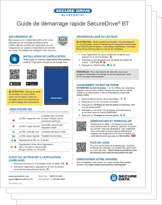 SecureDrive BT - Quick Start Guide - French