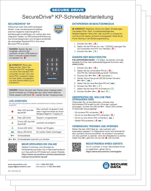 SecureDrive KP - Quick Start Guide - German