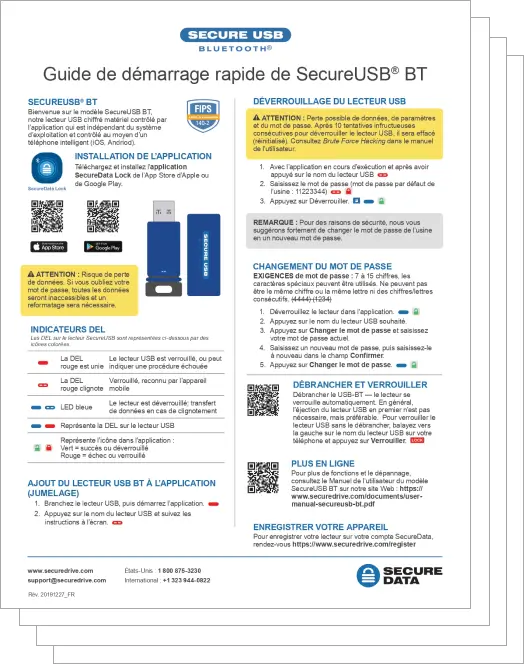 SecureUSB BT - Quick Start Guide - French