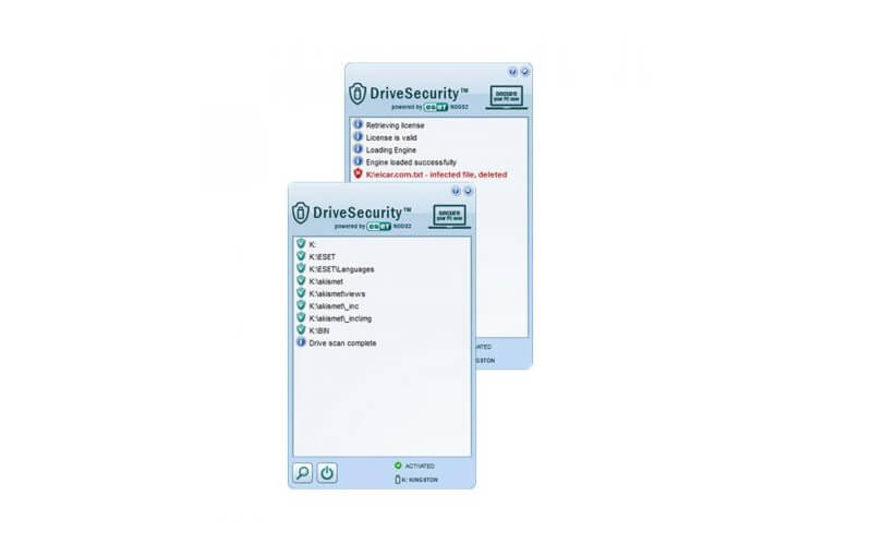 A screenshot of the DriveSecurity® USB antivirus tool.