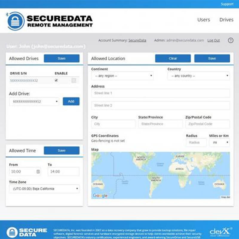 An image of the interface for SecureData Remote Management Console.