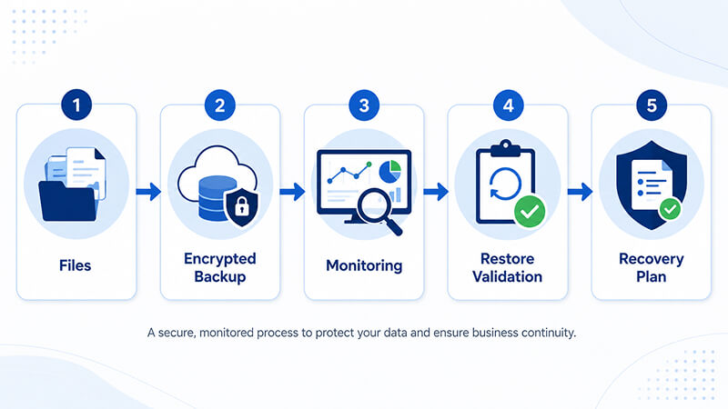 An infographic showing the SecureBackup® process.