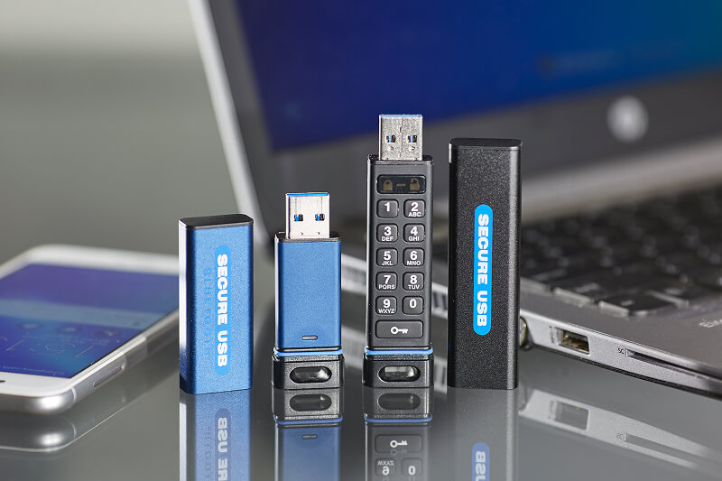 An image of the SecureUSB® BT and the SecureUSB® KP in a professional environment.