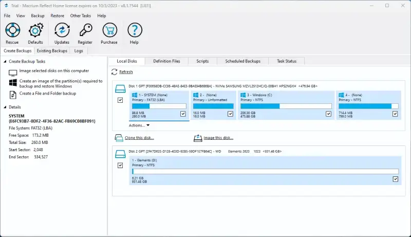 A screen where users select the disk to clone on Macrium Reflect.