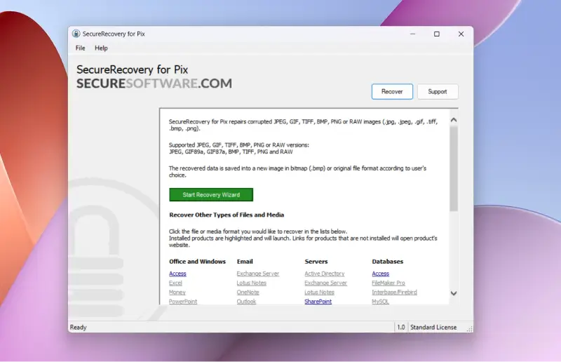 After entering license info software is ready to start photo recovery