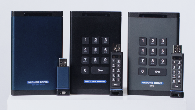 A photo of the SecureDrive® product line.