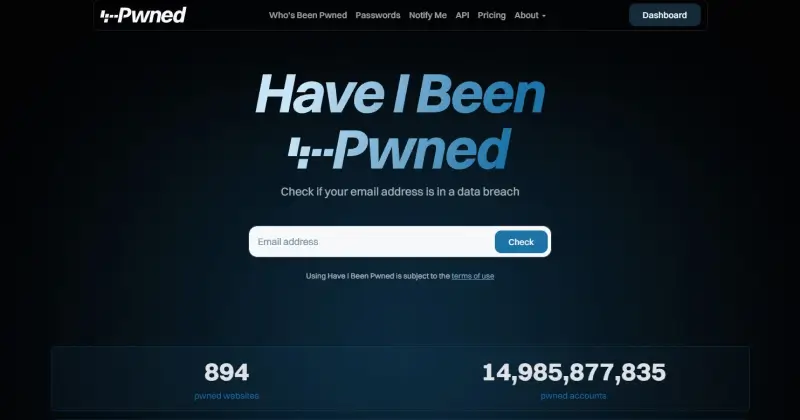 An image of the Have I Been Pwned homepage, a free breach monitoring website.