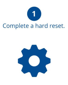 A gear icon represents a hard reset for the PC.