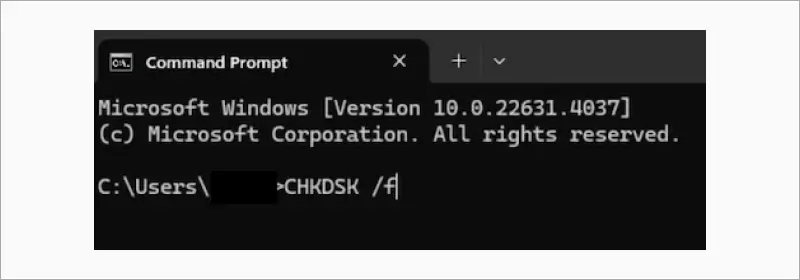 Command prompt CHKDSK /f