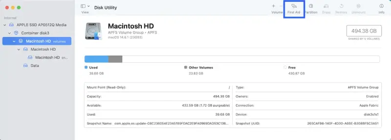 Mac disk utility first aid