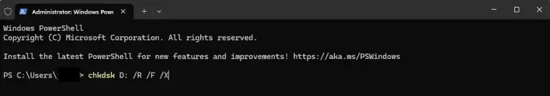 Run CHKDSK in Command Prompt