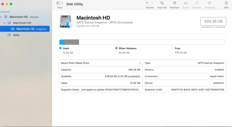 Disk Utility on Mac