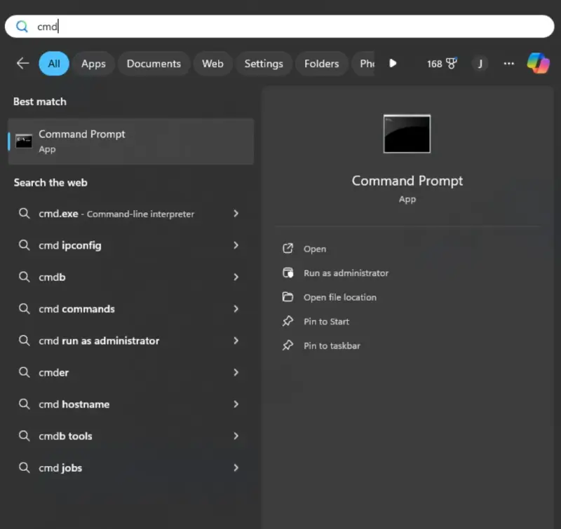 opening Command Prompt in Windows