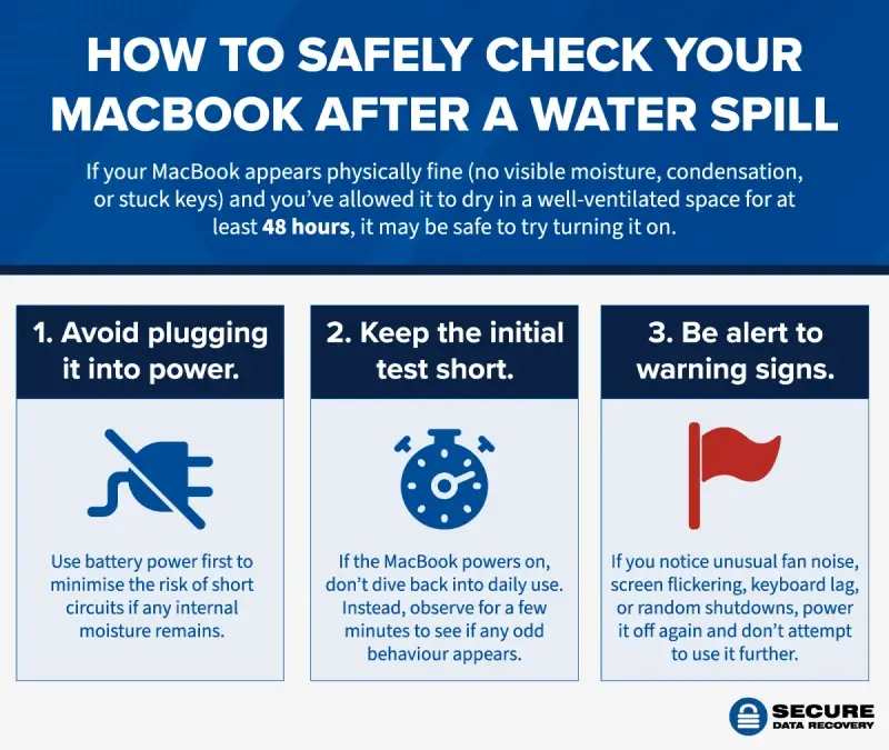 How to safely check your MacBook after a water spill